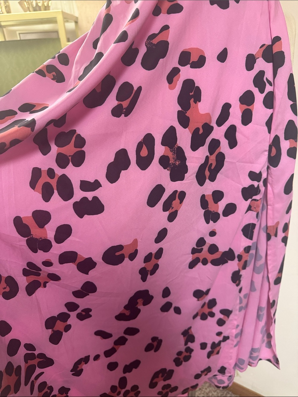 Pink Leopard-Print Halter Maxi Dress with Turquoise Trim - Picture 12 of 13